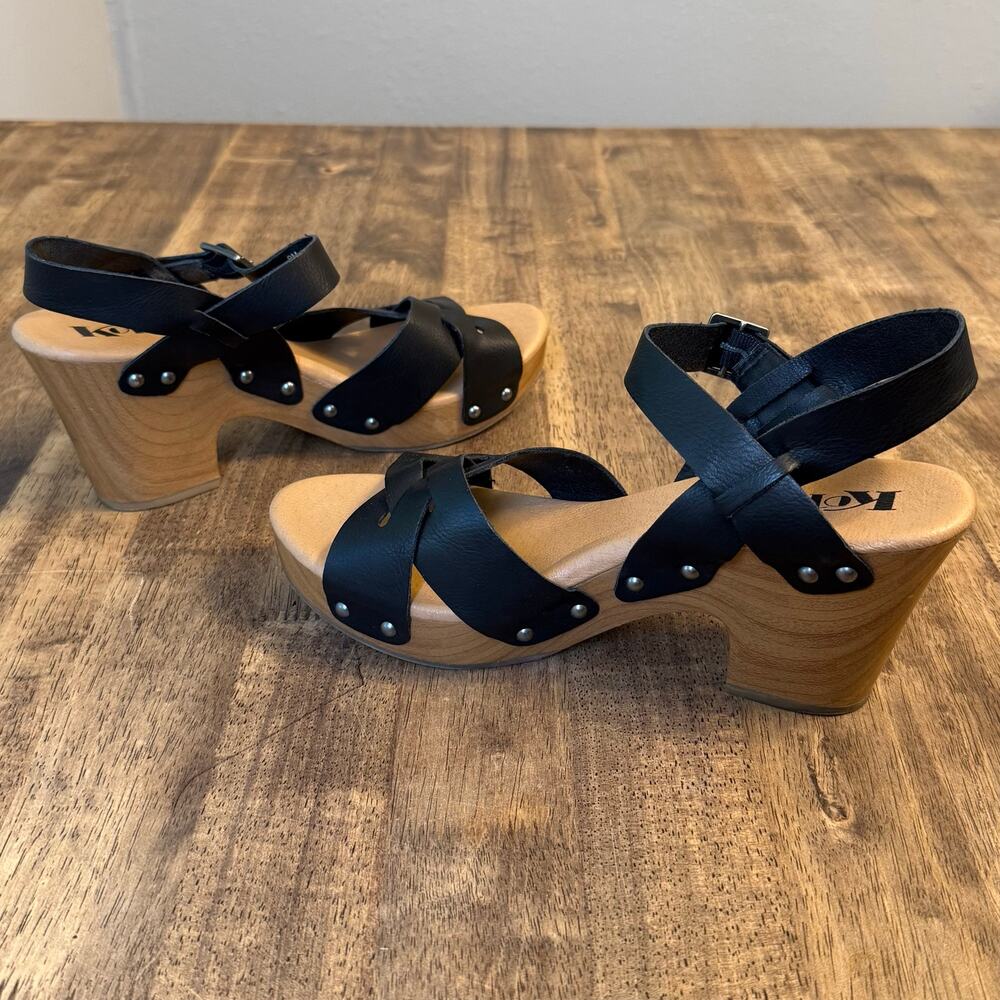 Korks Bagley Sandal Block Heel Platform Studded Strappy Retro Black Women’s US 9 - Picture 5 of 10